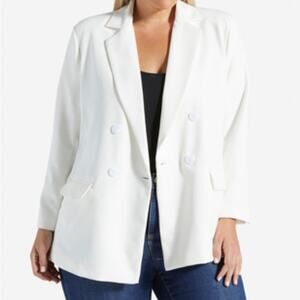 Shoedazzle Marshmallow White City Blazer Plus Size 2X